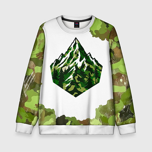 Детский свитшот Камуфляж альпениста / 3D-Белый – фото 1