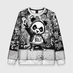 Свитшот детский Детёныш панды уличный хулиган на фоне граффити, цвет: 3D-белый