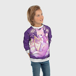 Свитшот детский Фея лисичка играет на арфе, цвет: 3D-белый — фото 2