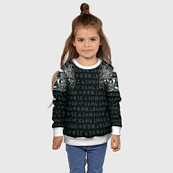 Свитшот детский Руны и татуировки викингов, цвет: 3D-белый — фото 2