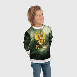 Свитшот детский Россия - герб на зеленом фоне, цвет: 3D-белый — фото 2