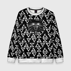 Свитшот детский Ведьмак паттерн лого, цвет: 3D-белый