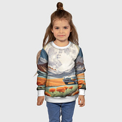 Свитшот детский Луна и автомобиль, цвет: 3D-белый — фото 2