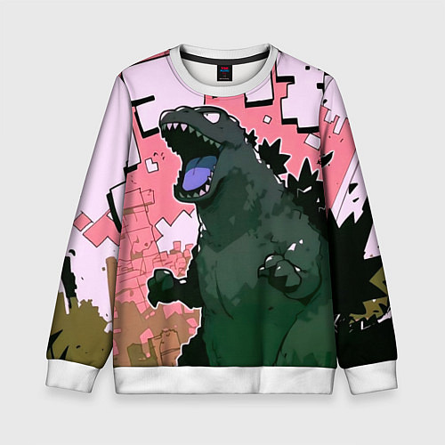 Детский свитшот Годзилла рычит / 3D-Белый – фото 1