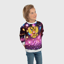 Свитшот детский Герб России на фоне бокке, цвет: 3D-белый — фото 2