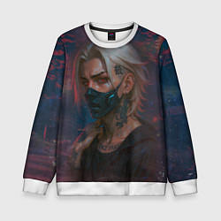 Свитшот детский Мужчина в маске, цвет: 3D-белый