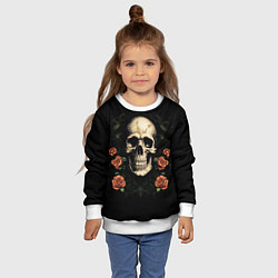 Свитшот детский Череп в красных розах, цвет: 3D-белый — фото 2