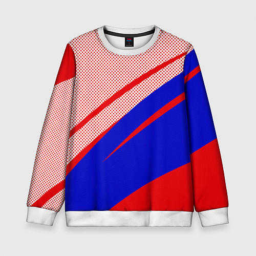 Детский свитшот Красно-синий текстурный с полосами / 3D-Белый – фото 1