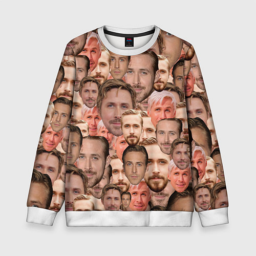 Детский свитшот Лица Райана Гослинга / 3D-Белый – фото 1