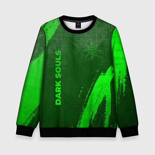 Детский свитшот Dark Souls - green gradient вертикально / 3D-Черный – фото 1