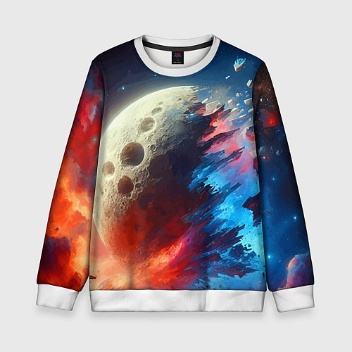 Детский свитшот Разрыв космического тела - нейроарт / 3D-Белый – фото 1