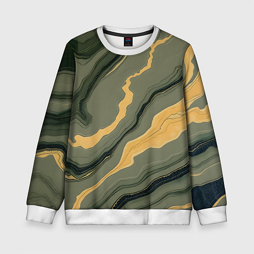 Детский свитшот Оливковый мрамор / 3D-Белый – фото 1