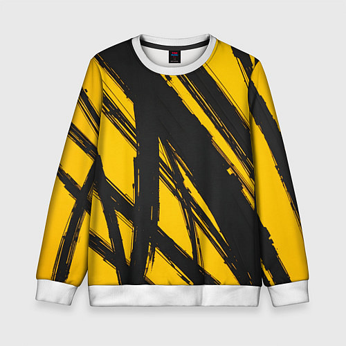 Детский свитшот Абстракция на желтом / 3D-Белый – фото 1
