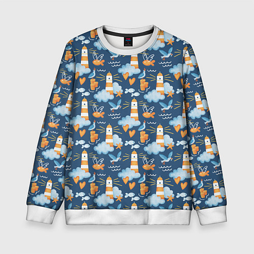 Детский свитшот Маяк в облаках / 3D-Белый – фото 1