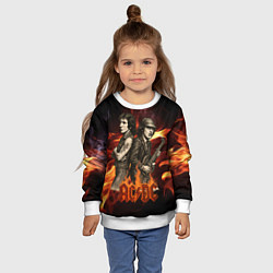 Свитшот детский ACDC на фоне огня, цвет: 3D-белый — фото 2