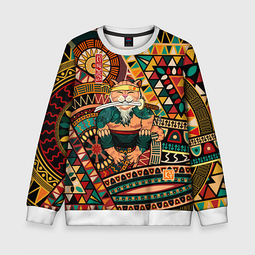 Детский свитшот Кот самурай - Айко / 3D-Белый – фото 1