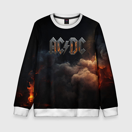 Детский свитшот ACDC металлический лого / 3D-Белый – фото 1