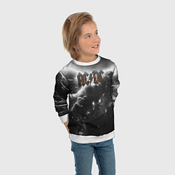 Свитшот детский ACDC металлический лого черно-белая текстура, цвет: 3D-белый — фото 2