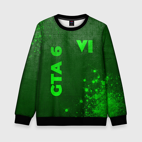 Детский свитшот GTA 6 - green gradient вертикально / 3D-Черный – фото 1