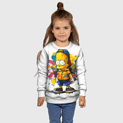 Свитшот детский Рисунок красками Барт Симпсон, цвет: 3D-белый — фото 2