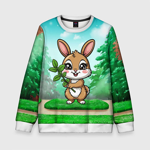 Детский свитшот Зайчик с мятой / 3D-Белый – фото 1