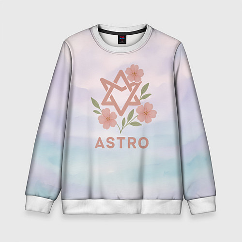 Детский свитшот Astro логотип с цветочками / 3D-Белый – фото 1