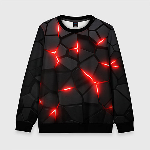 Детский свитшот Красная неоновая броня / 3D-Черный – фото 1