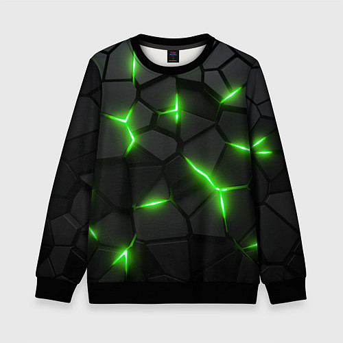 Детский свитшот Зеленая неоновая броня / 3D-Черный – фото 1