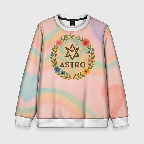 Детский свитшот Astro круглый цветочный логотип / 3D-Белый – фото 1