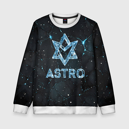 Детский свитшот Astro логотип из синего стекла / 3D-Белый – фото 1