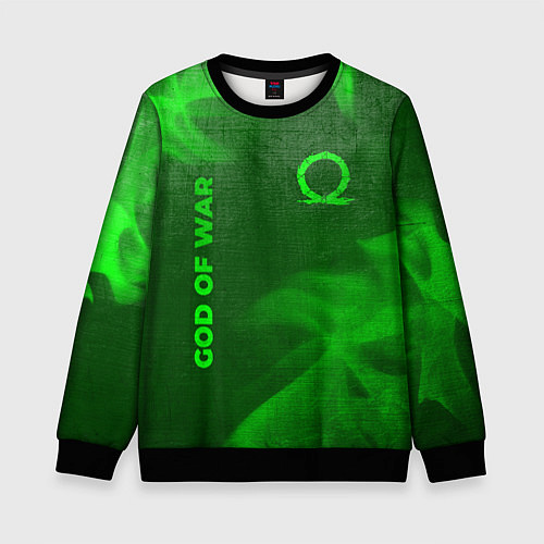 Детский свитшот God of War - green gradient вертикально / 3D-Черный – фото 1