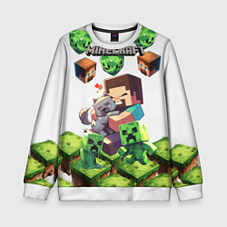 Свитшот детский World of minecraft, цвет: 3D-белый