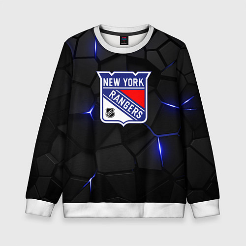 Детский свитшот Нью Йорк Рейнджерс - НХЛ хоккей / 3D-Белый – фото 1