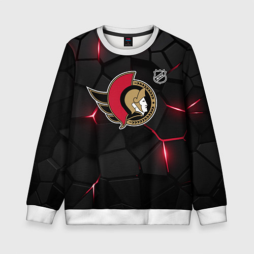 Детский свитшот Оттава Сенаторз - НХЛ хоккей / 3D-Белый – фото 1