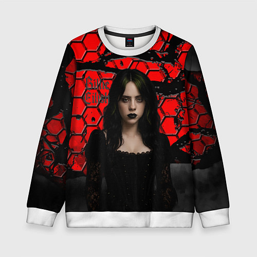 Детский свитшот Билли Айлиш готический образ / 3D-Белый – фото 1