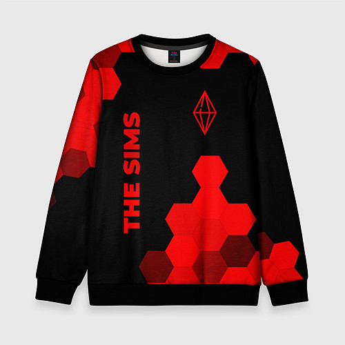 Детский свитшот The Sims - red gradient вертикально / 3D-Черный – фото 1