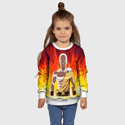 Свитшот детский Saitama in fire, цвет: 3D-белый — фото 2