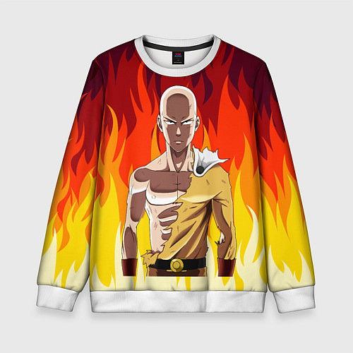 Детский свитшот Saitama in fire / 3D-Белый – фото 1