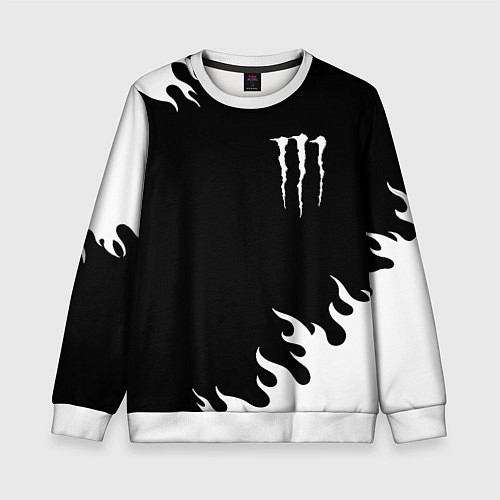 Детский свитшот Monster energy белый огонь / 3D-Белый – фото 1