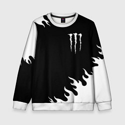 Свитшот детский Monster energy белый огонь, цвет: 3D-белый