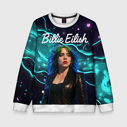 Детский свитшот Певица Билли Айлиш / 3D-Белый – фото 1