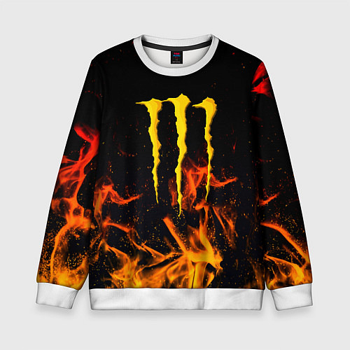 Детский свитшот Monster energy orange fire / 3D-Белый – фото 1