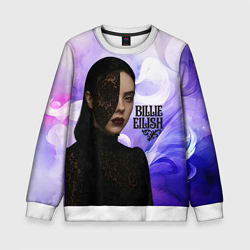 Детский свитшот Готический стиль Билли Айлиш / 3D-Белый – фото 1