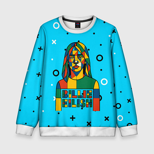Детский свитшот Билли Айлиш из разноцветной мозаики / 3D-Белый – фото 1