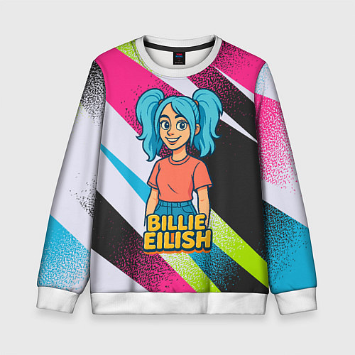 Детский свитшот Билли Айлиш в стиле мультфильма / 3D-Белый – фото 1