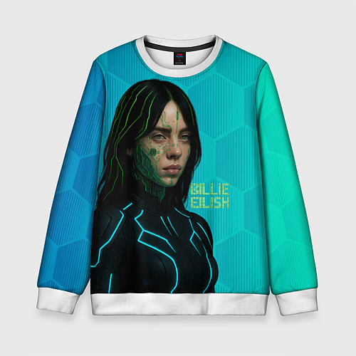 Детский свитшот Билли Айлиш киберпанк / 3D-Белый – фото 1