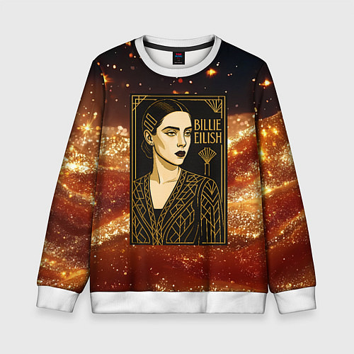Детский свитшот Билли Айлиш в золотой рамке / 3D-Белый – фото 1