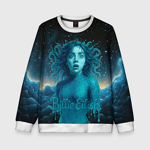 Детский свитшот Билли Айлиш из волн / 3D-Белый – фото 1
