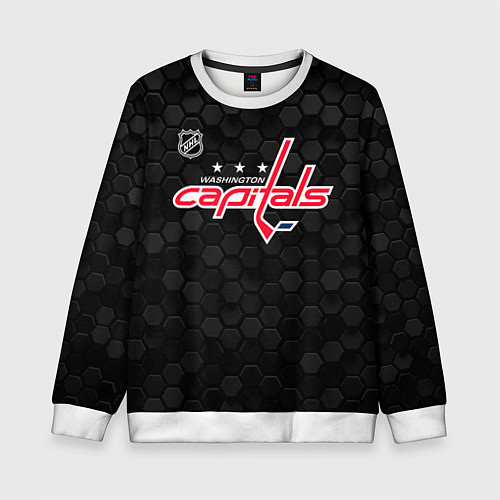 Детский свитшот Вашингтон Кэпиталз - черные соты / 3D-Белый – фото 1