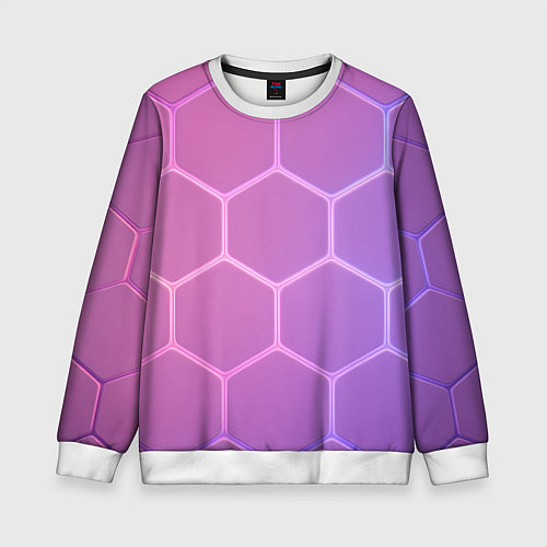 Детский свитшот Розовые неоновые соты / 3D-Белый – фото 1